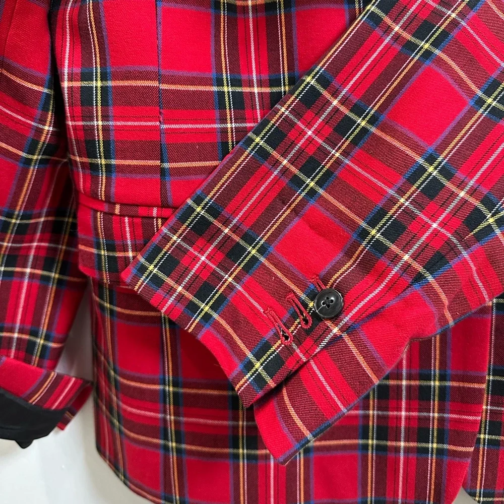 J. Crew Vibrant Holiday Red Plaid Suit (Trousers & Blazer)